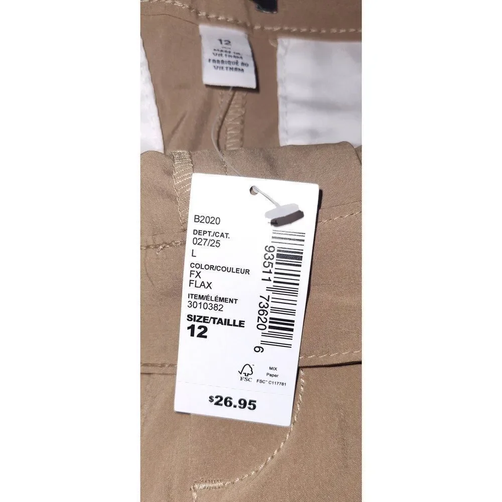 Lot of 2 NWT The Children's Place Size 12 flax colored shorts Uniform adjustable